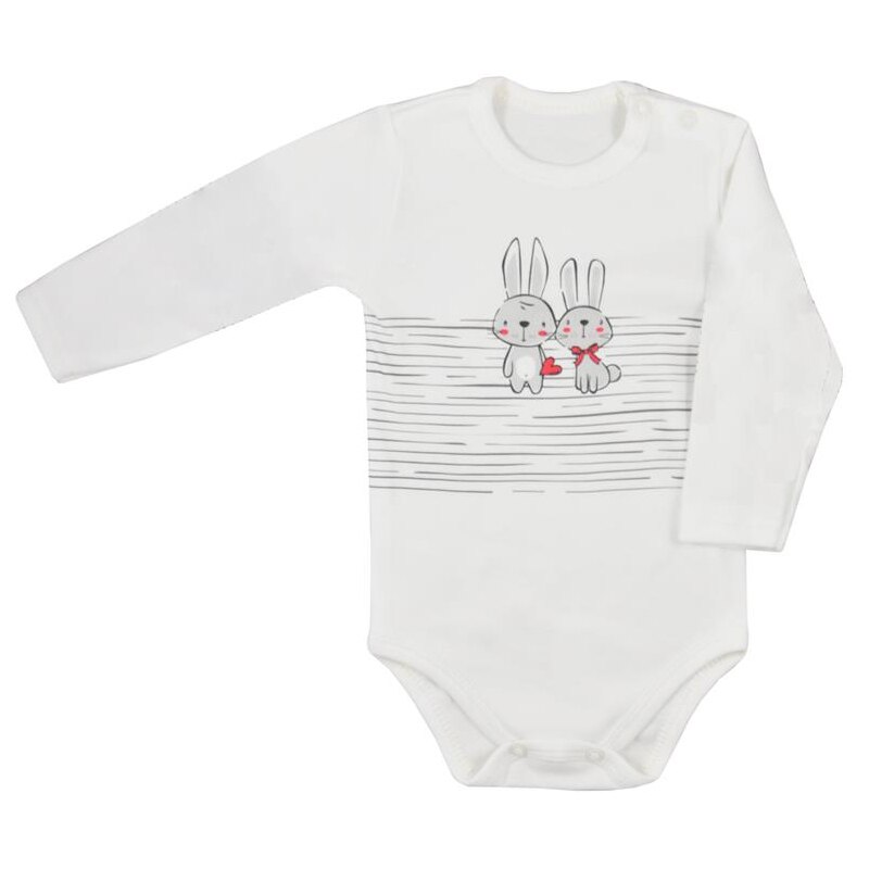 Body cu maneca lunga pentru bebelusi Koala Zajaczki 06-661, Crem