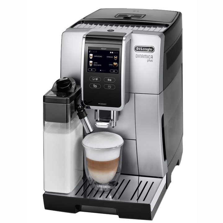 De'Longhi Dynamics Plus Automata Eszpresszógép, 1450W, 19 bar, LatteCrema Rendszer, „My coffee” Program, Bluetooth, Szürke