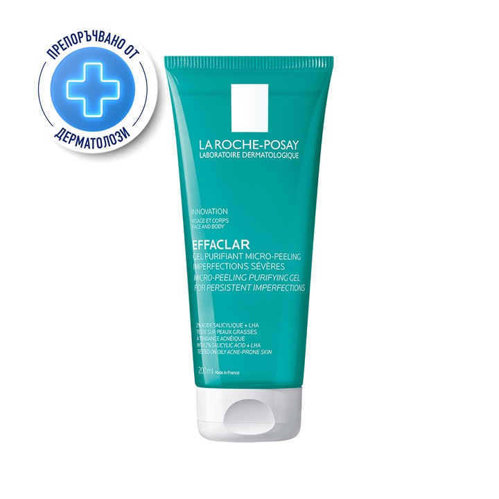 Ексфолиращ гел за лице и тяло La Roche Posay Effaclar, За мазна и чувствителна кожа , 200 мл