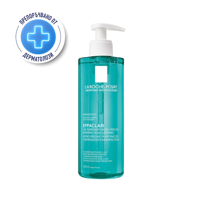 Почистващ гел за лице и тяло La Roche Posay Effaclar, За мазна и чувствителна кожа, 400 мл