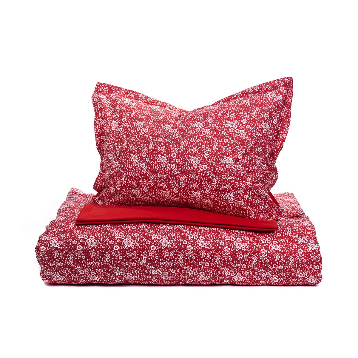 Set lenjerie pat matrimonial, bumbac ranforce, reversibila (doua fete), 4 piese