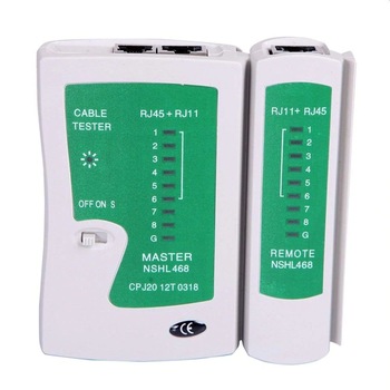 Tester pentru cabluri UTP/FTP/STP/RJ45/RJ11, MT Malatec, scanare automata, LED, 4 tipuri de teste Tester pentru cabluri UTP/FTP/STP/RJ45/RJ11, MT Malatec, scanare automata, LED, 4 tipuri de teste