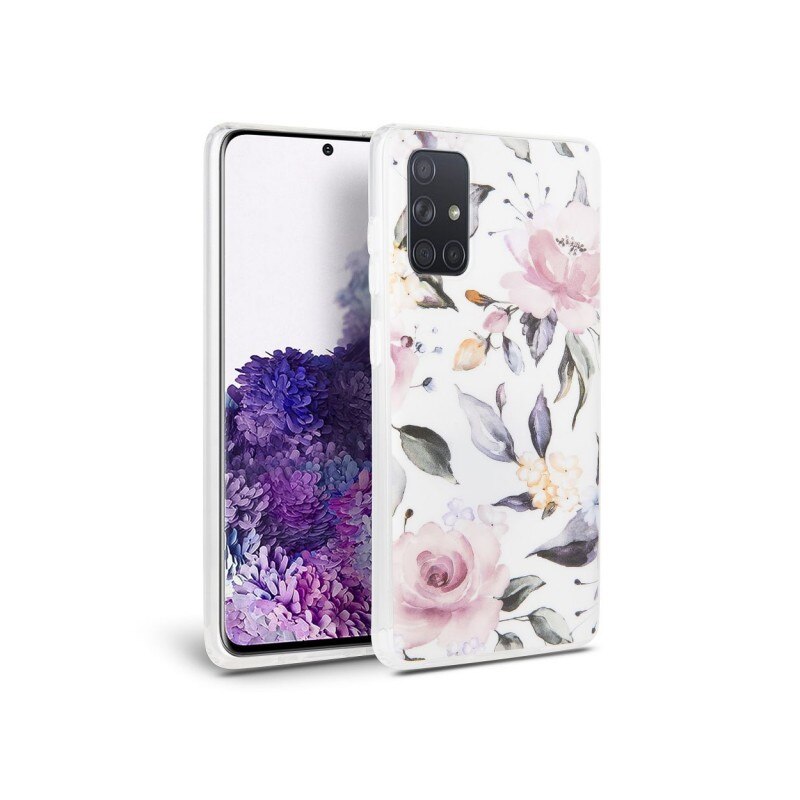 Husa Spate Tech-protect Floral Silicone Samsung Galaxy A51 Alb