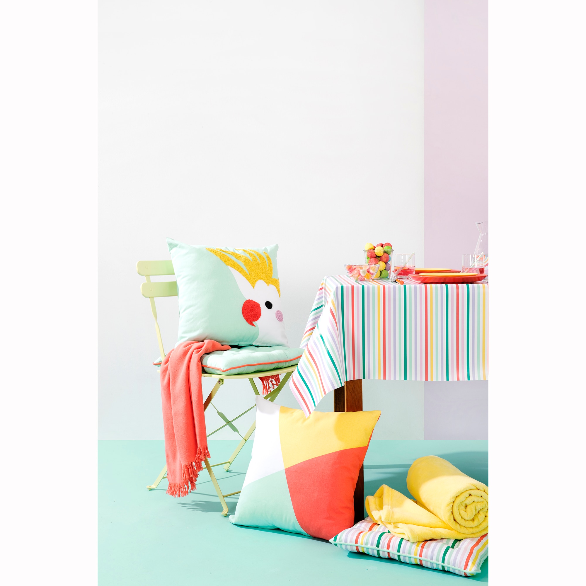 Perna pentru scaun Uni Beach Glass Mistral Home, 100% bumbac, 40x40cm, verde