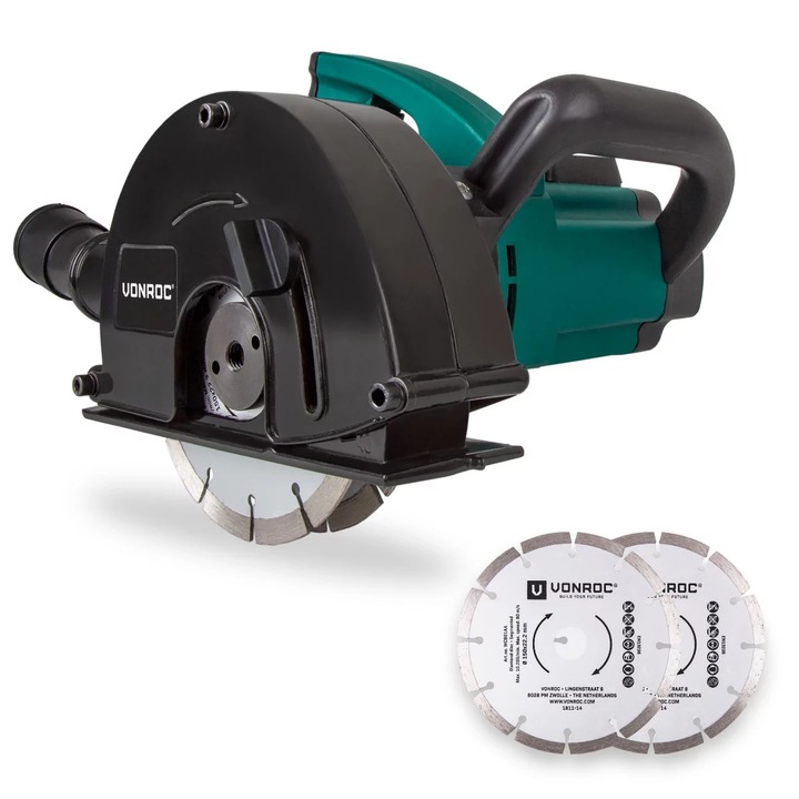 Falhoronymaró, VONROC, S_WC501AC, 1700W, 150mm, 5-40 mm vágási mélység, tartalmaz 4 gyémánttárcsa, szerszámtáska