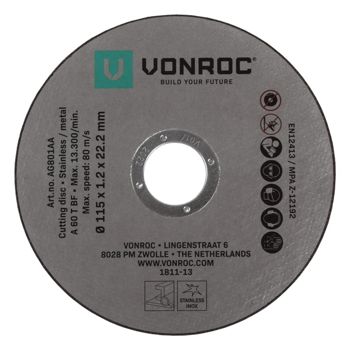 Vágótárcsák, VONROC, AG801AA, Fém vágókorongok, 115 mm, Univerzális, 12 darabos készlet