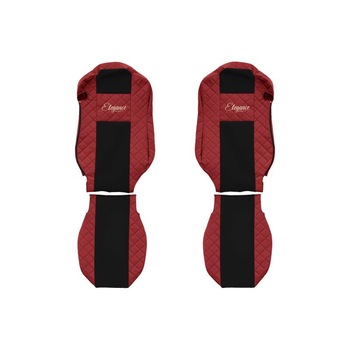 Set 2 huse scaun camion F-Core, Piele-ECO, pentru MERCEDES ACTROS MP4 / MP5, Rosu/ Negru, scaune standard Set 2 huse scaun camion F-Core, Piele-ECO, pentru MERCEDES ACTROS MP4 / MP5, Rosu/ Negru, scaune standard