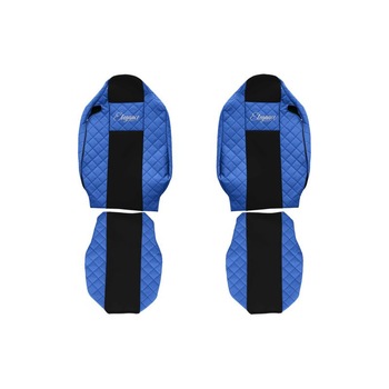Set 2 huse scaun camion F-Core, Piele-ECO, pentru Renault T, Albastru/ Negru Set 2 huse scaun camion F-Core, Piele-ECO, pentru Renault T, Albastru/ Negru