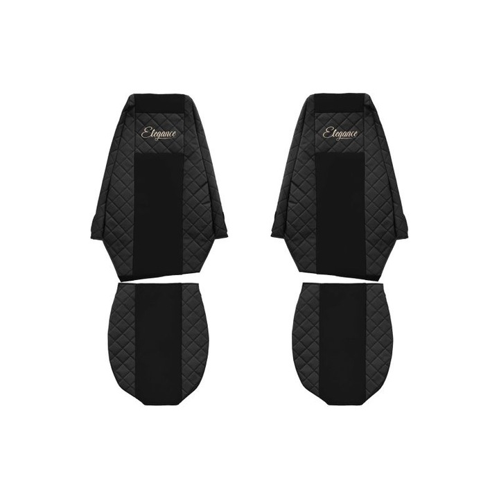 Set 2 huse scaun camion F-Core, Piele-ECO, pentru RENAULT MAGNUM, Negru