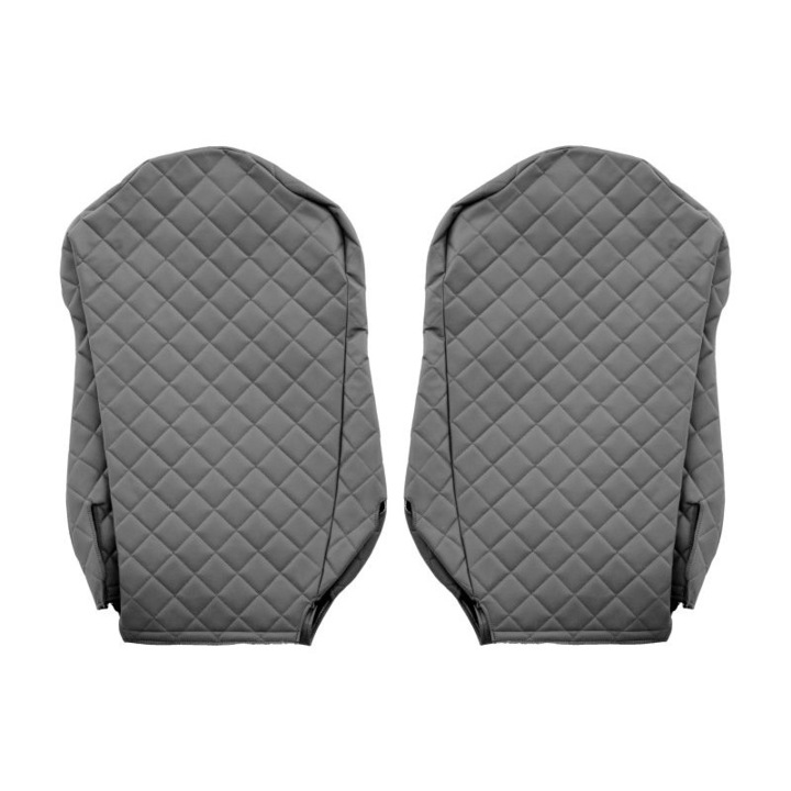 Set 2 huse scaun camion F-Core, Piele-ECO, pentru MERCEDES ACTROS MP4 / MP5, Gri/ Negru, scaune standard