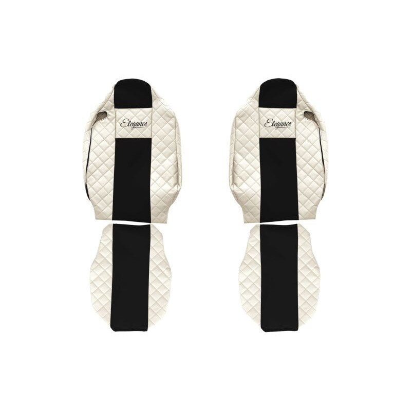 Set 2 huse scaun camion F-Core, Piele-ECO, pentru Renault T, Bej/ Negru