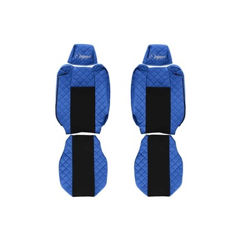 Set 2 huse scaun camion F-Core, Piele-ECO, pentru Renault T, Albastru/ Negru, Tetiere ajustabile Set 2 huse scaun camion F-Core, Piele-ECO, pentru Renault T, Albastru/ Negru, Tetiere ajustabile