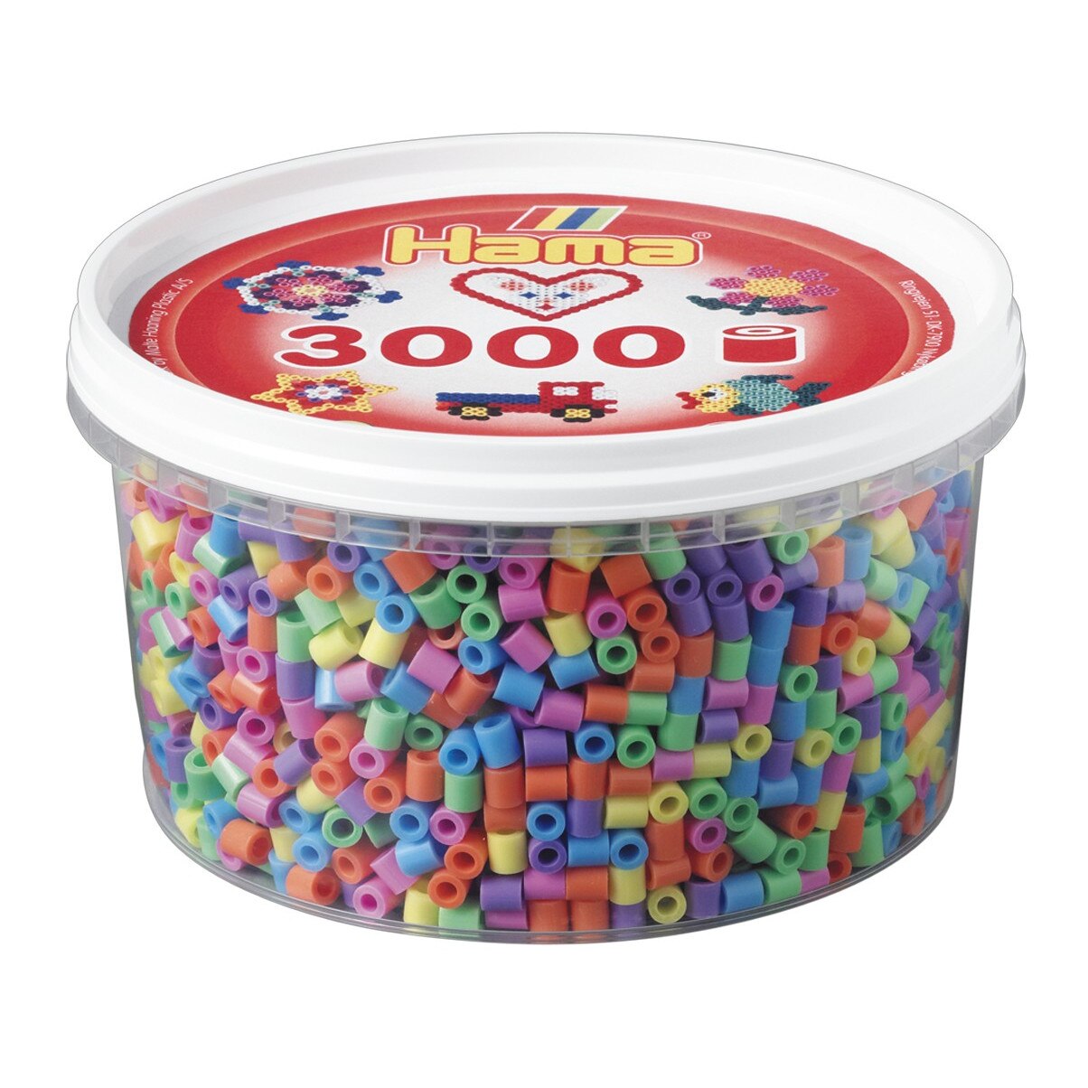 Margele de calcat HAMA MIDI mix 6 culori pastel, 3000 buc in borcan