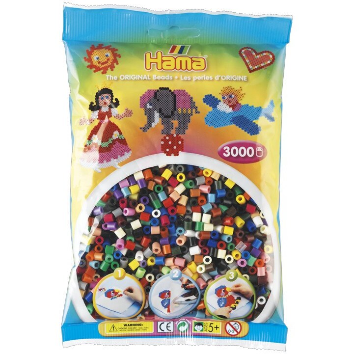 Margele de calcat HAMA MIDI mix de 22 culori, 3000 buc in pungulita