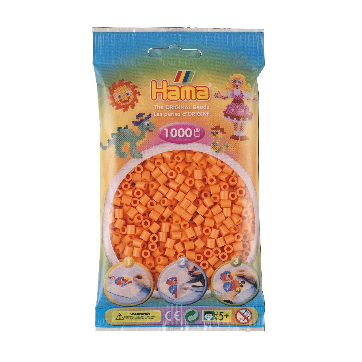Margele de calcat HAMA MIDI Piersica, 1000 buc in pungulita