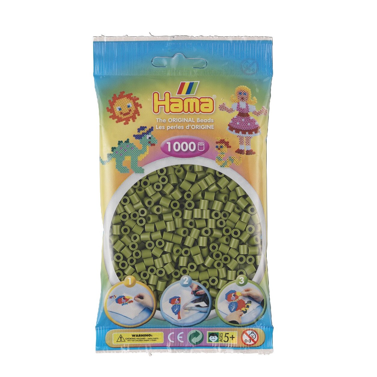 Margele de calcat HAMA MIDI Verde Olive Masliniu, 1000 buc in pungulita