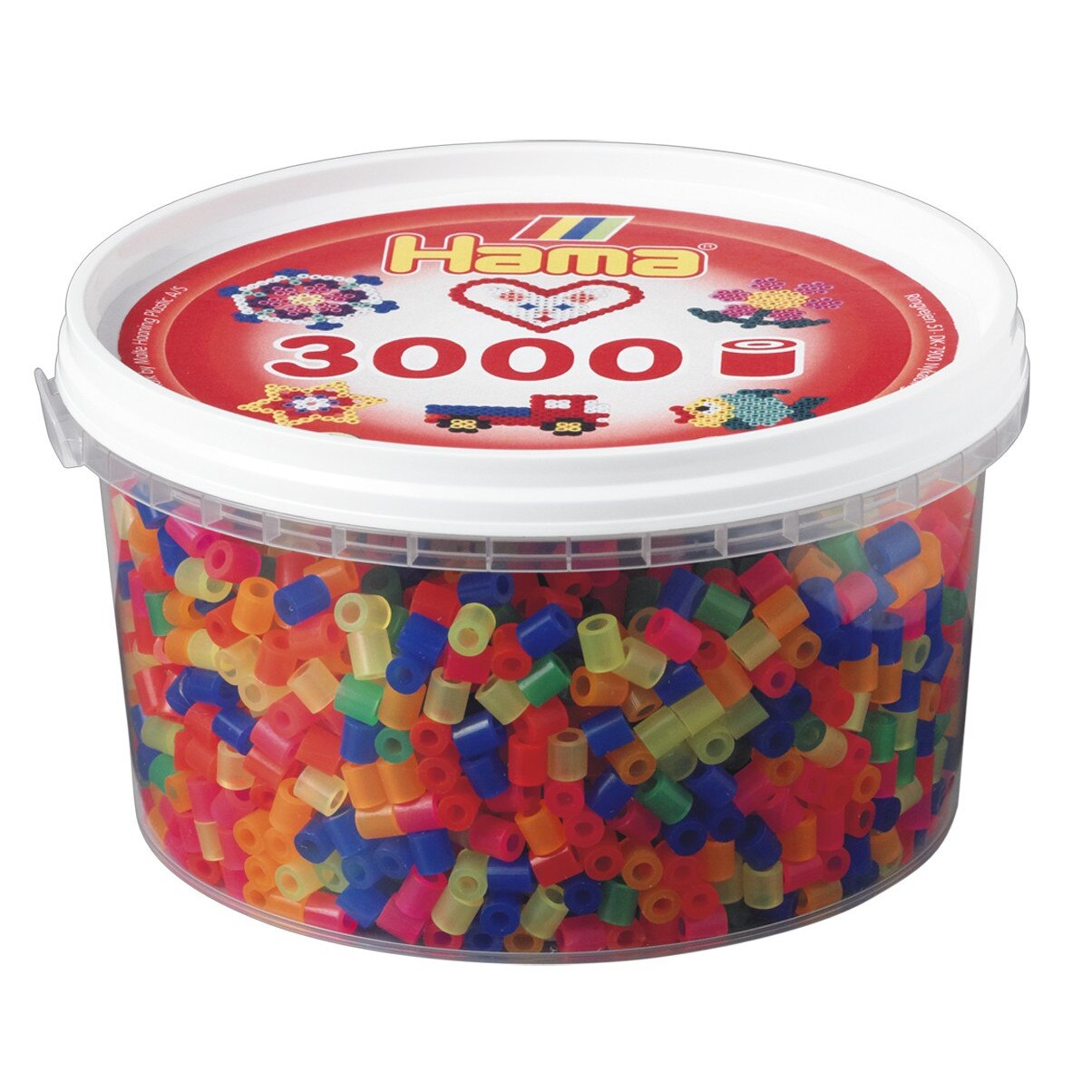 Margele de calcat HAMA MIDI mix 6 culori neon, 3000 buc in borcan