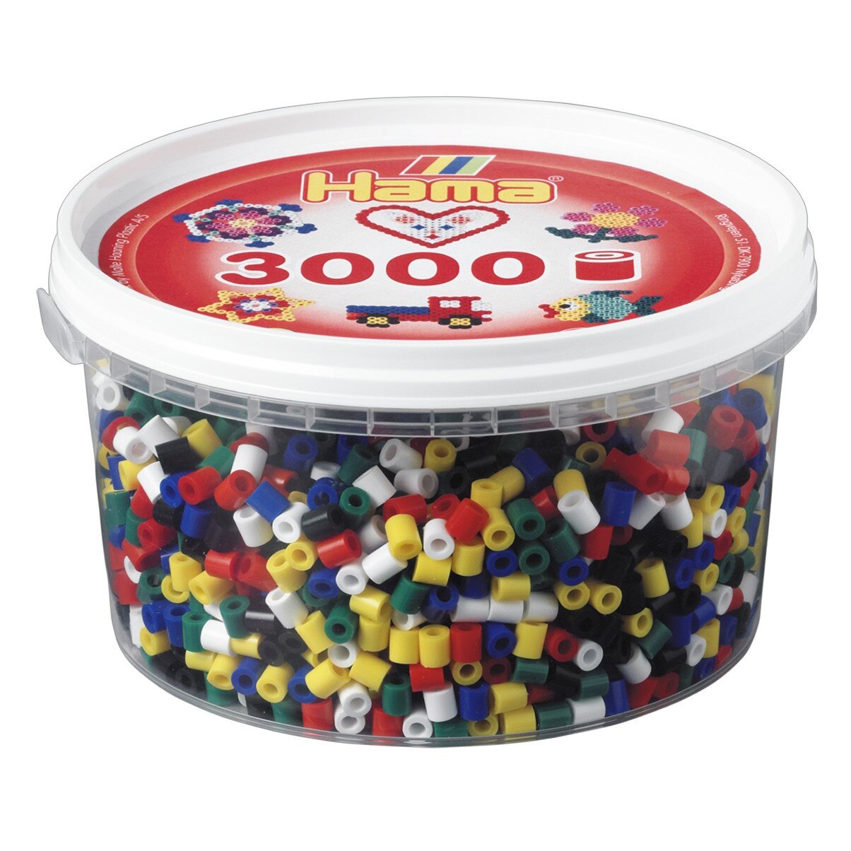 Margele de calcat HAMA MIDI mix 6 culori de baza, 3000 buc in borcan