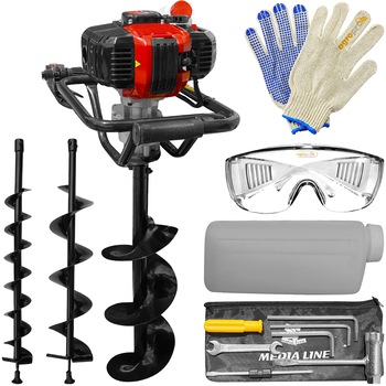 Pachet foreza pamant Media Line MF52-3, motor 2.1 CP, burghiu 100/150/200 mm, recipient amestec, set scule, set protectie AgroPro Pachet foreza pamant Media Line MF52-3, motor 2.1 CP, burghiu 100/150/200 mm, recipient amestec, set scule, set protectie AgroPro