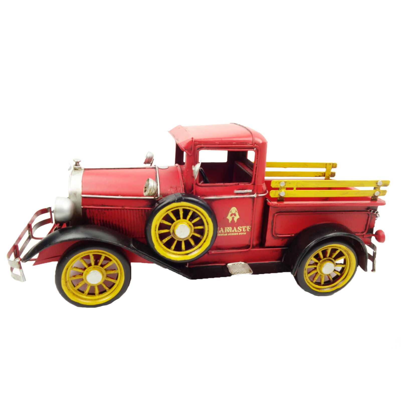 Camion de colectie, din metal, vintage, 40 cm, rosu/galben
