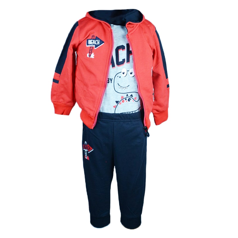 Compleu 3 piese hanorac, pantaloni si tricou pentru baieti Happy House WB-2798G, Multicolor