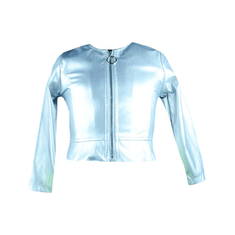 Geaca de piele ecologica pentru fete Happy House FOFO-086ARGE1, Argintiu