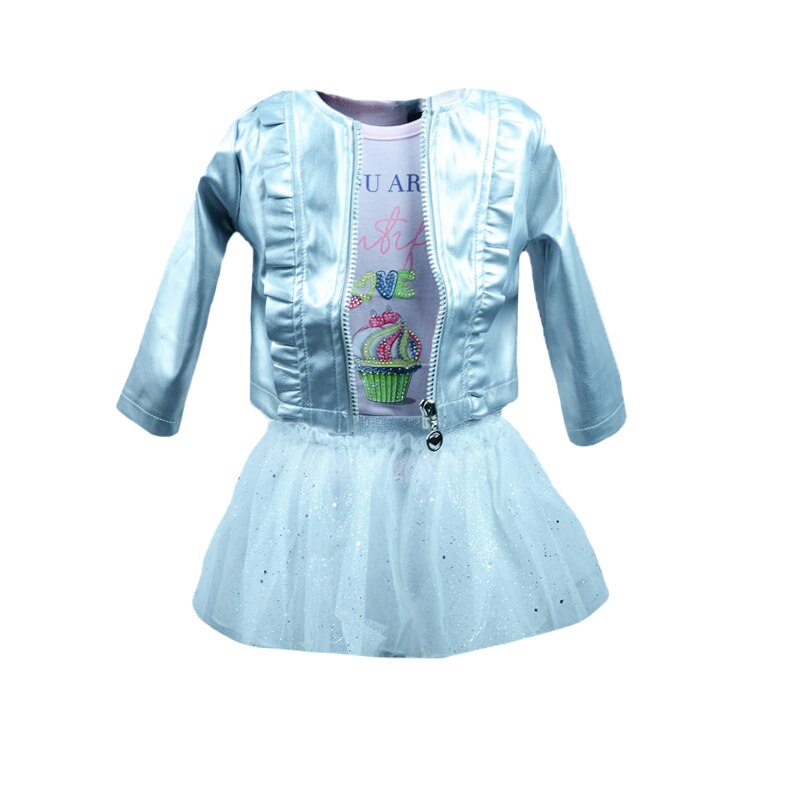 Compleu 3 piese geaca, fusta si tricou pentru fete Happy House FOFO-082AR1, Multicolor