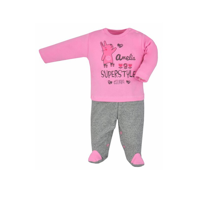 Compleu 2 piese bluza si pantaloni pentru fete Koala Super Style 05-036, Roz, 80 cm