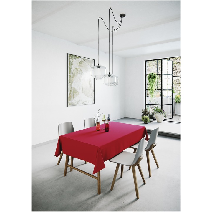 Fata de masa teflon Uniline Mistral Home, 70% bumbac-30% polyester, 138x240 cm, uni, rosu