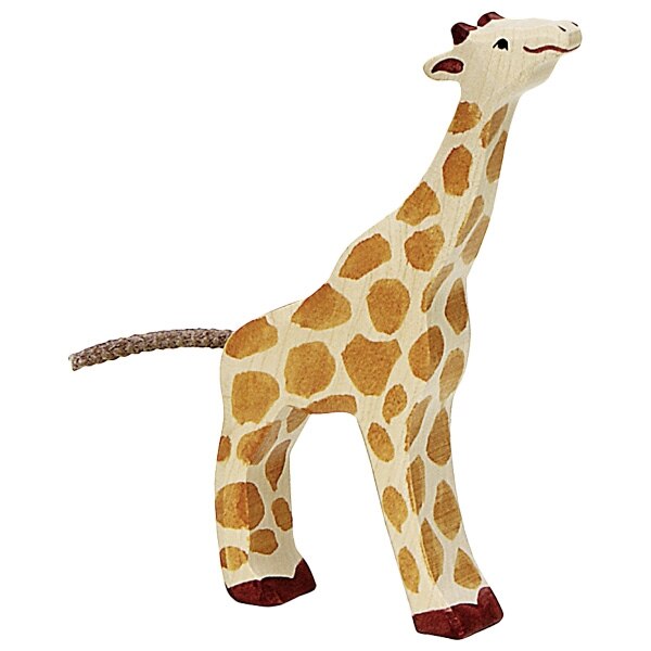 Figurina, Holztiger, girafa, mica, mancand, lemn masiv, 10,5x2,3x16,5cm
