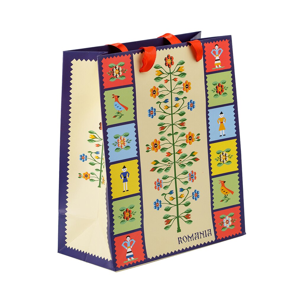 Punga din hartie, Magnetella, 22 x 28 x 10 cm, Copacul vietii, multicolora