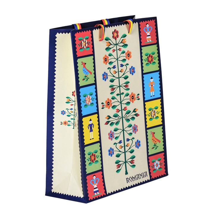 Punga din hartie, Magnetella, 26 x 32 x 10 cm, Pomul vietii, multicolora