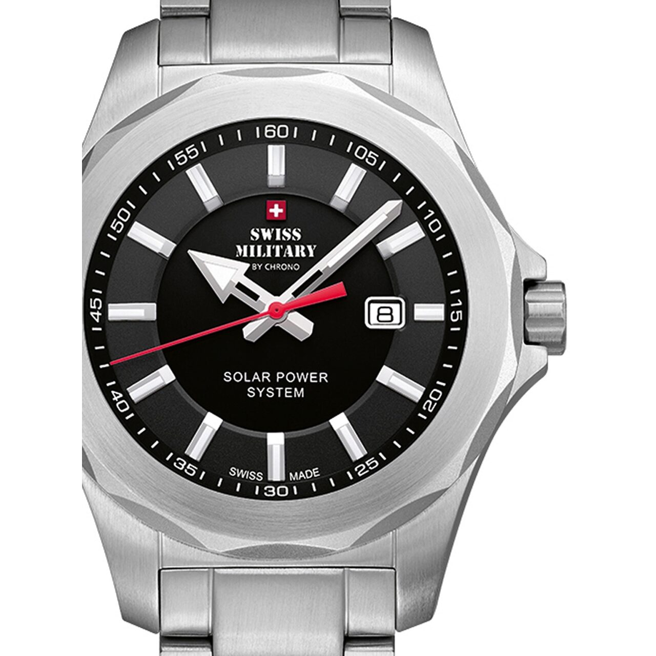 Ceas barbatesc Swiss Military SMS34073.01 Solar, 42mm, 10ATM, Argintiu