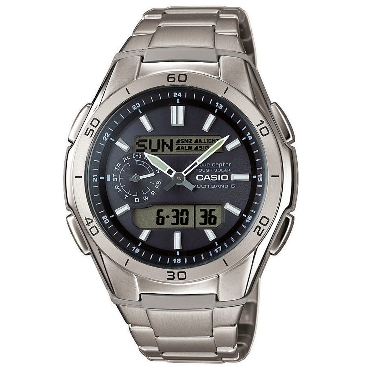 Ceas barbatesc CASIO WVA-M650TD-1AER, 44mm, 10ATM, Argintiu