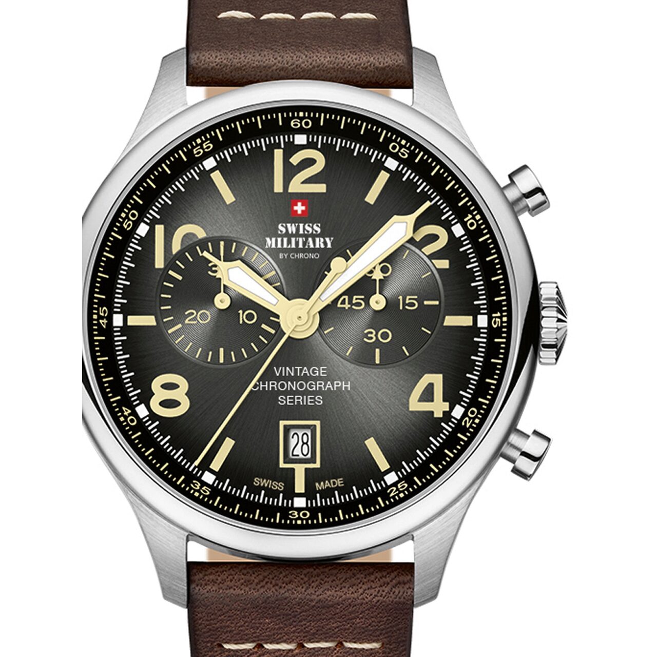 Ceas barbatesc Swiss Military SM30192.04, , 42mm, 10ATM, Argintiu