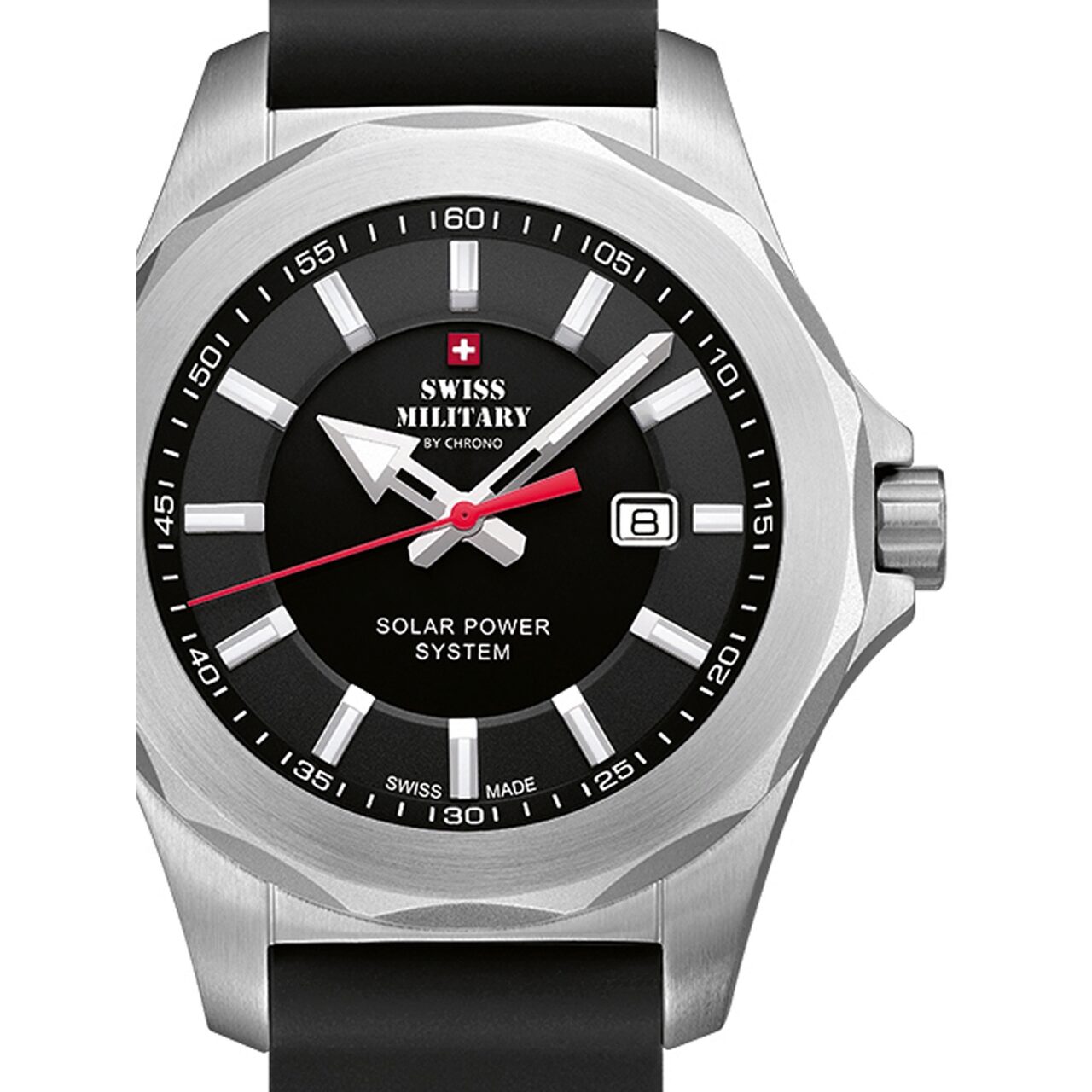 Ceas barbatesc Swiss Military SMS34073.07 Solar, 42mm, 10ATM, Argintiu