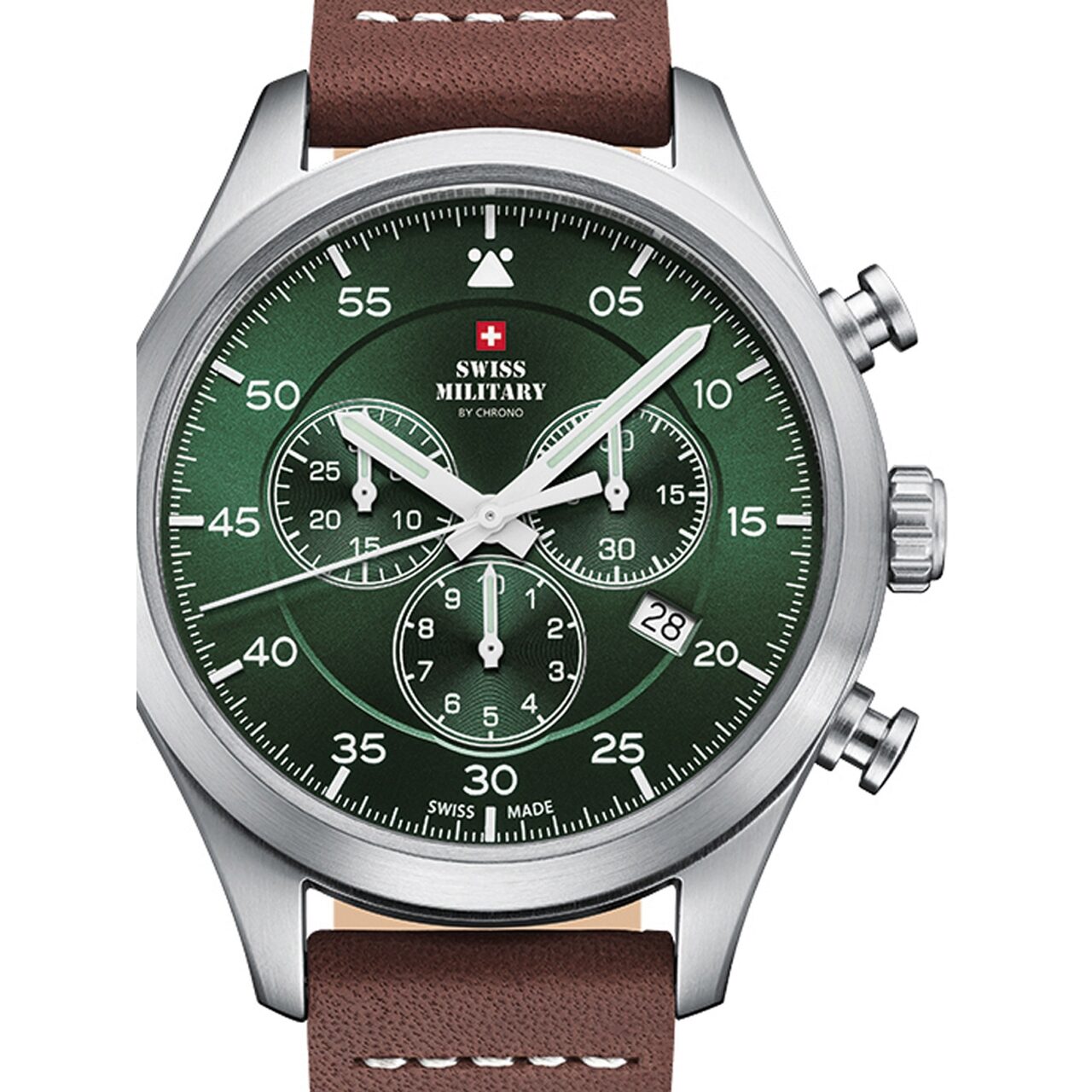 Ceas barbatesc Swiss Military SM34076.07 Cronograf 43mm, 10ATM, Argintiu