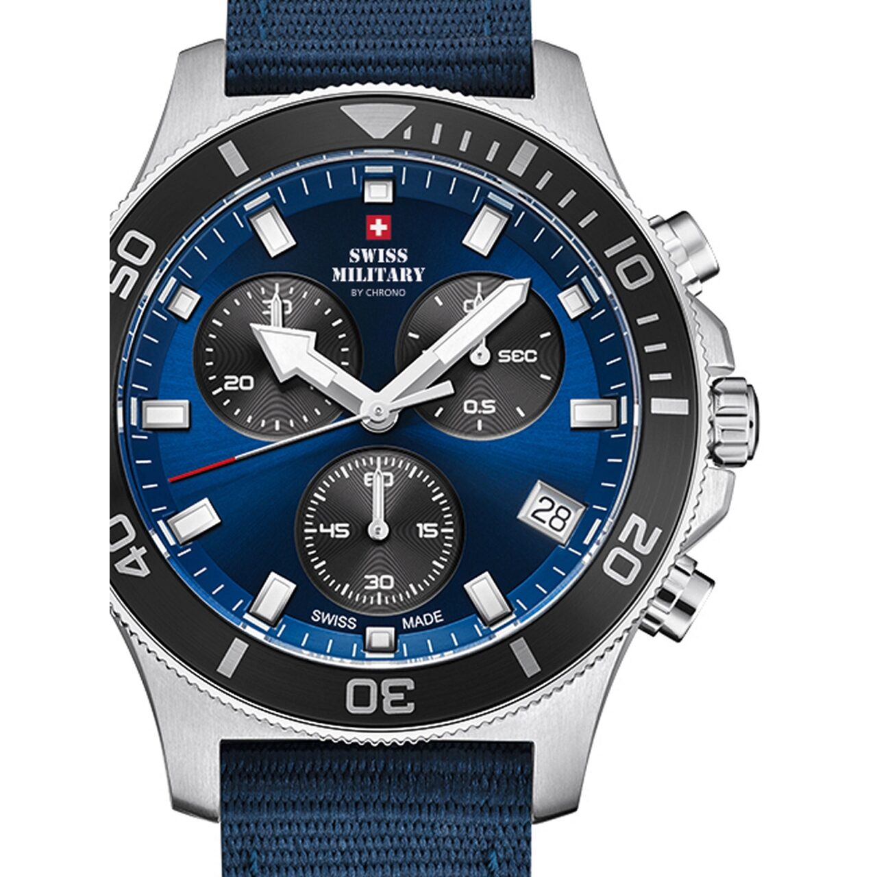 Ceas barbatesc Swiss Military SM34067.05 Cronograf, 42mm, 10ATM, Argintiu