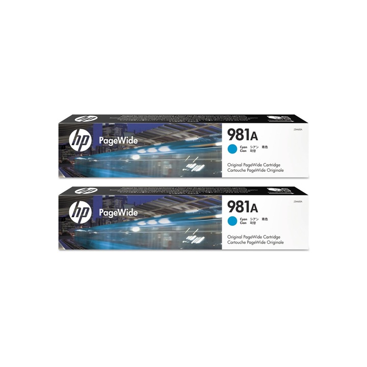 Pachet cartuse cerneala J3M68A (981A) cyan x2 HP original 12000 pagini