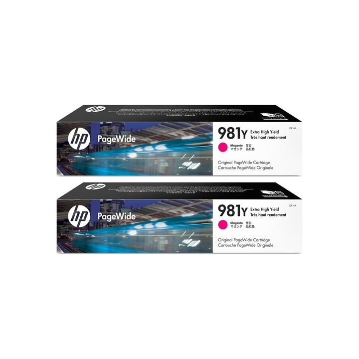 Pachet cartuse cerneala L0R14A (981Y) magenta x2 HP original 32000 pagini