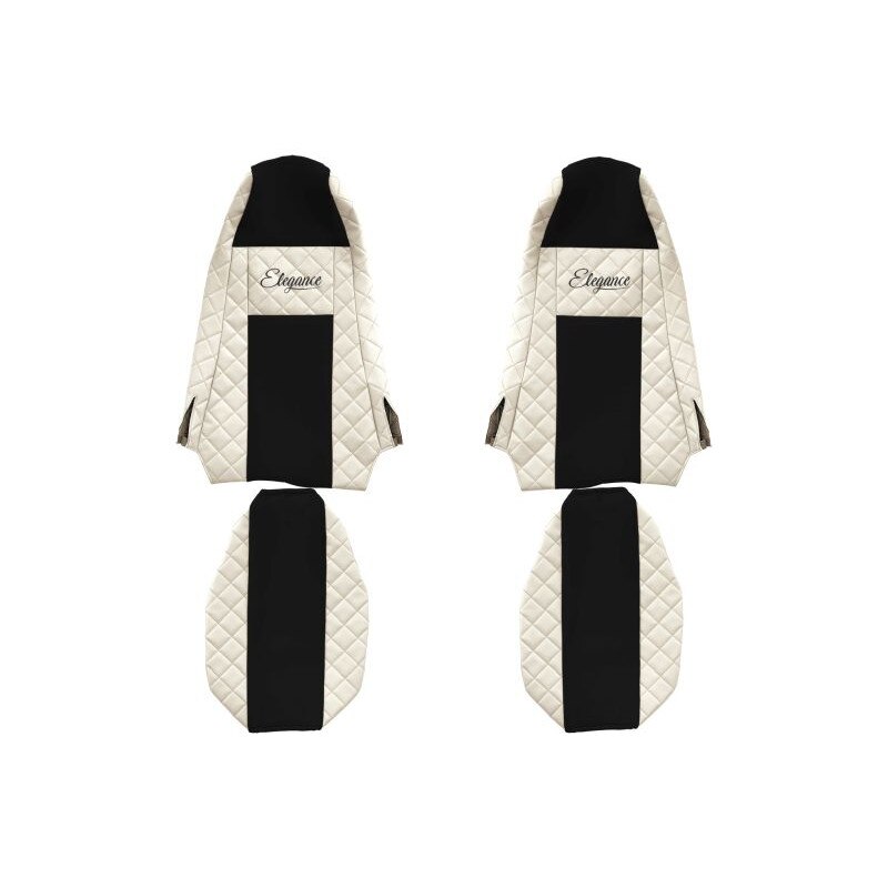 Set 2 huse scaun camion F-Core, Piele-ECO, pentru SCANIA P,G,R,T, cabina STREAMLINE, Bej/ Negru