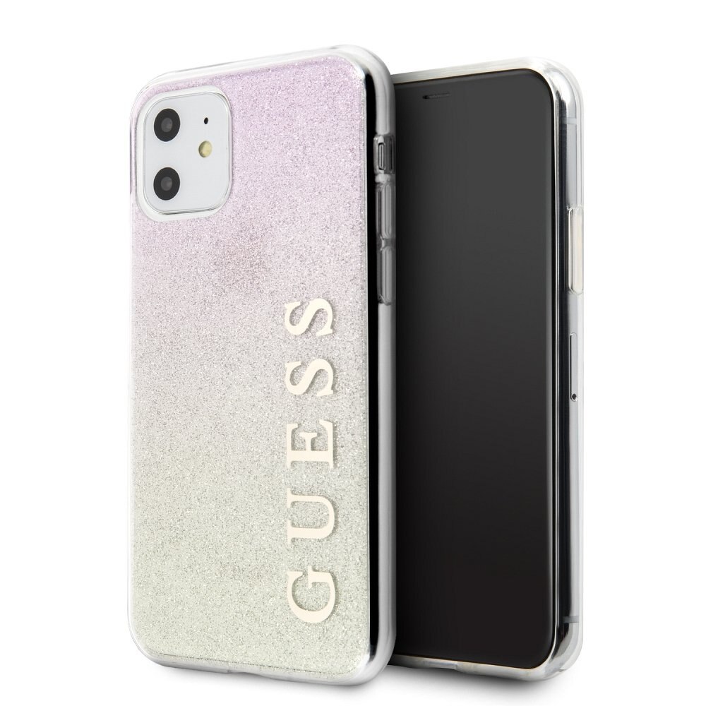 Husa iPhone 11 Guess Gradient Glitter Roz / Gold