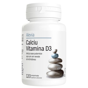 Supliment alimentar Calciu Vitamina D3 Alevia, 120 comprimate Supliment alimentar Calciu Vitamina D3 Alevia, 120 comprimate