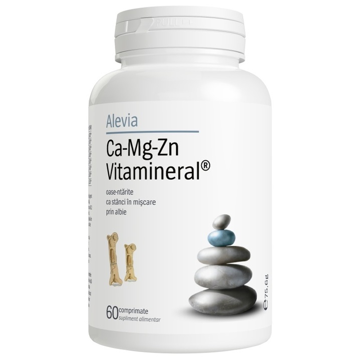 Хранителна добавка Ca-Mg-Zn Vitamineral Alevia, 60 табл