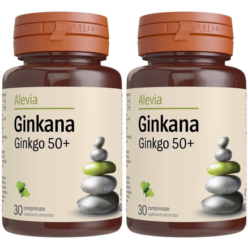 Supliment alimentar Ginkana Ginkgo 50+ Alevia, 30 + 30 comprimate