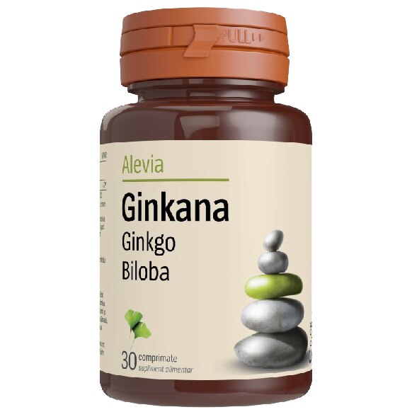 Supliment alimentar Ginkana Ginkgo biloba 40 mg Alevia, 30 comprimate
