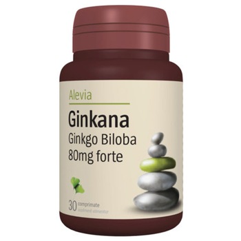 Supliment alimentar Ginkana Ginkgo biloba 80 mg forte Alevia, 30 comprimate Supliment alimentar Ginkana Ginkgo biloba 80 mg forte Alevia, 30 comprimate