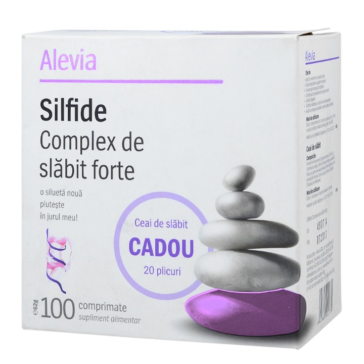 Alevia Silfide Complex karcsúsító étrend-kiegészítő, 100 tabletta + Karcsúsító tea, 20 adag