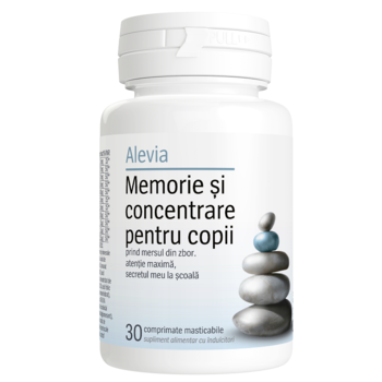 Supliment alimentar Memorie si concentrare pentru copii Alevia, 30 comprimate Supliment alimentar Memorie si concentrare pentru copii Alevia, 30 comprimate