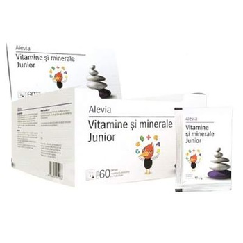 Supliment alimentar Vitamine si minerale Junior Alevia, 60 plicuri Supliment alimentar Vitamine si minerale Junior Alevia, 60 plicuri
